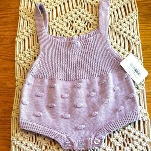 NWT‎ boutique Lavender cotton Knit Baby bubble Romper size 0 to 6 months